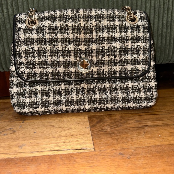 Elegant Black and White Tweed Women's Bag - Picture 1 of 7